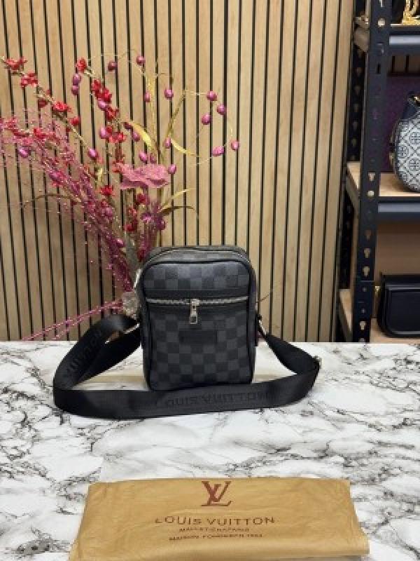 Louis  Vuitton Danube Side Bag Premium Quality With Dust Bag (Black Checks)