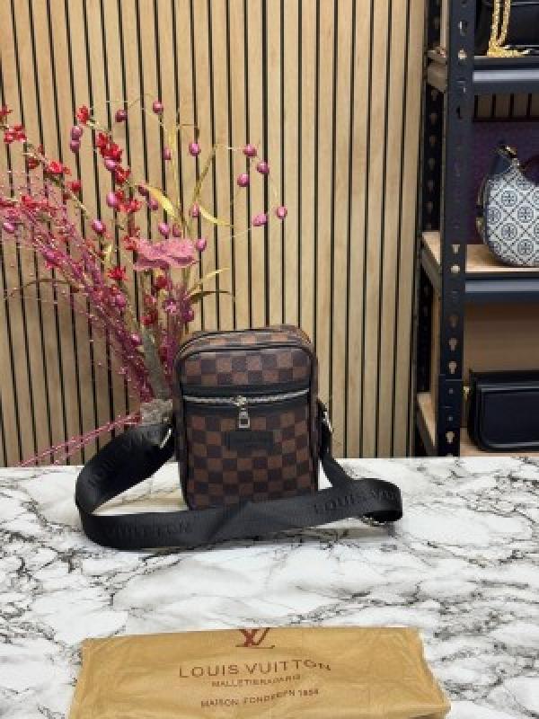 Louis  Vuitton Danube Side Bag Premium Quality With Dust Bag (Brown Checks)