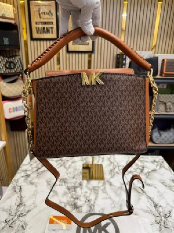 Michael  Kors Karlie Medium Satchel Bag With Dust Bag (Brown)