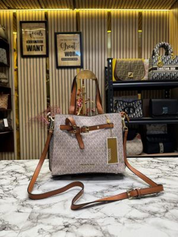MICHAEL  KORS EMILIA HANDBAG WITH DUST BAG PREMIUM QUALITY (BIEGE)