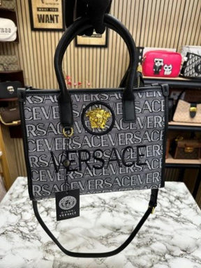 VERSACE LA VACANZA HAND BAG WITH DUST BAG (WHITE BLACK)
