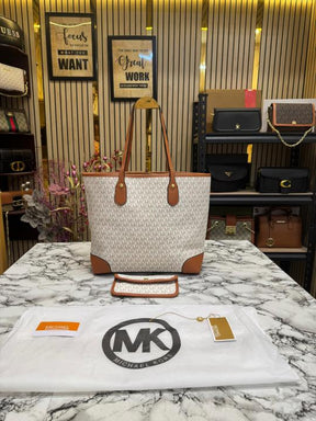 Michael  Kors Eva Tote Bag With Matching Wallet And Dust Bag (Beige)