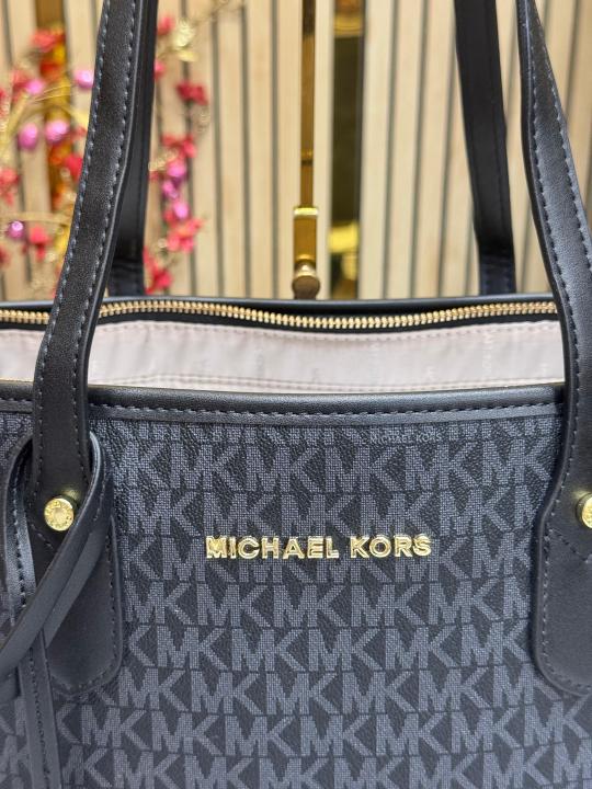 Michael  Kors Eva Tote Bag With Matching Wallet And Dust Bag (Black)