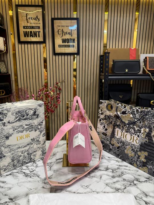Christian  Dior  Lady  Bag  Glossy  With  Box  And  Dust  Bag  Including  CarryBag  (Pink)