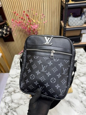 LOUIS  VUITTON LV LOGO SIDE BAG BLACK CHECKS WITH DUST BAG