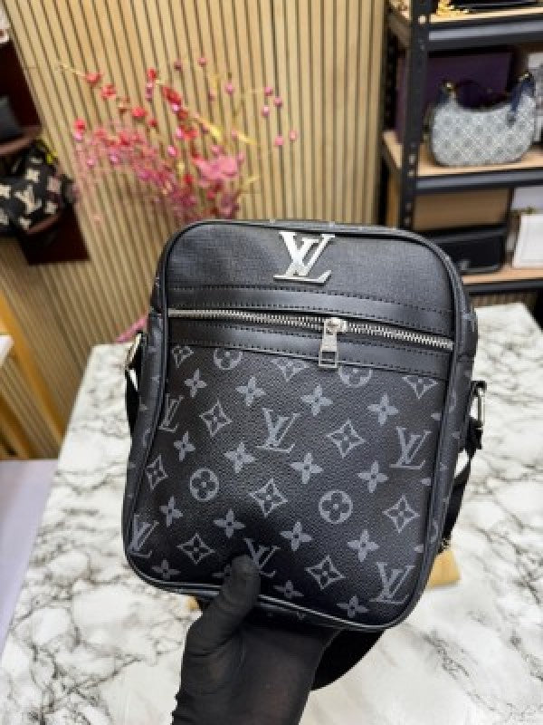LOUIS  VUITTON LV LOGO SIDE BAG BLACK CHECKS WITH DUST BAG