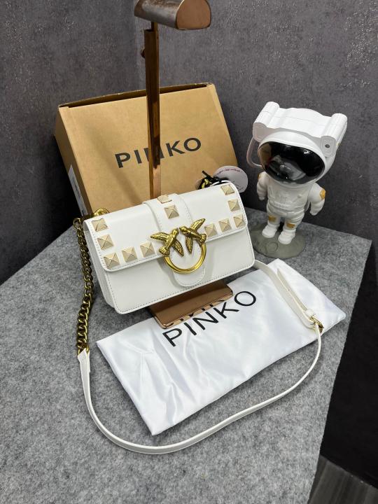 Pinko Love Studded Crossbody Bag With OG Box & Dust Bag White 9917