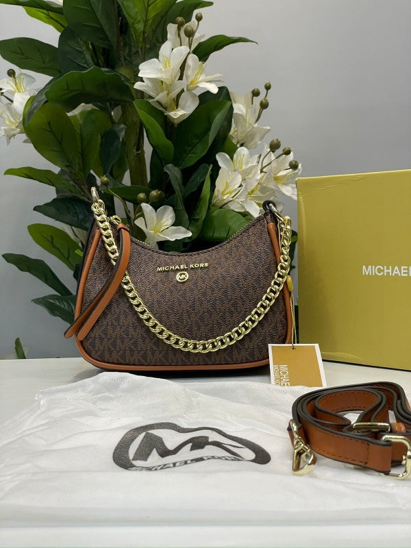 Michalekorsmk jet set charm small logo pochette with og box(22317 coffe)