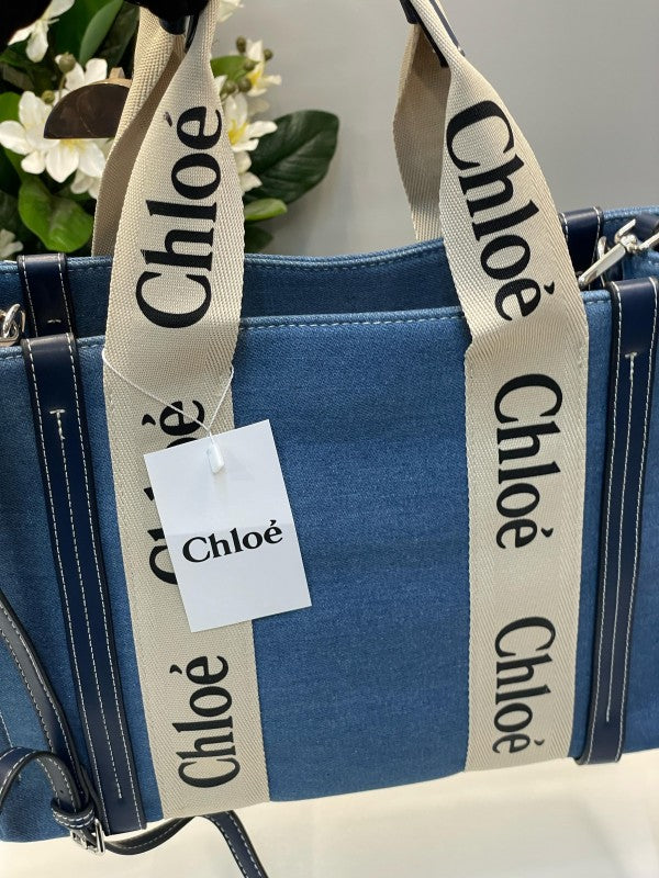 Chloe canvas tote bag with dust bag(688 1 blue)