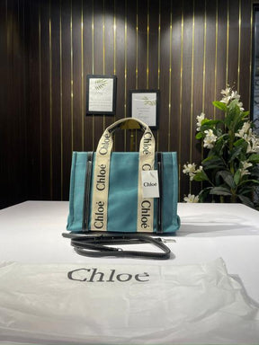 Chloe canvas tote bag with dust bag(688 1green)