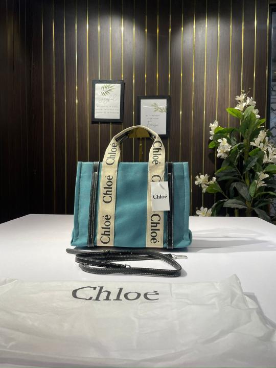Chloe canvas tote bag with dust bag(688 1green)