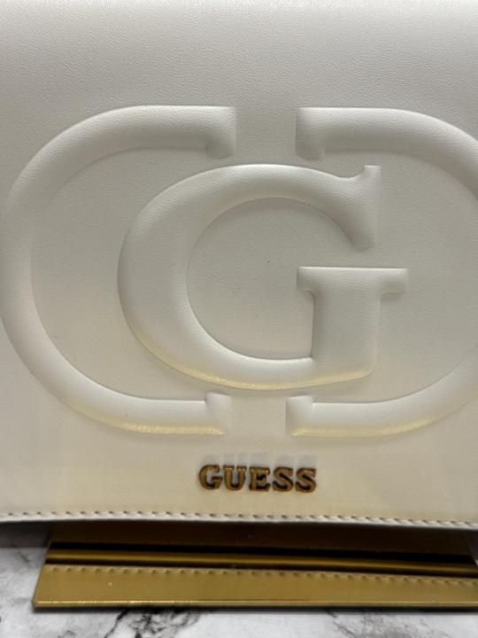 Guess Womens Eco Mietta Flap Shoulder Bag with box and dust bag including carry bag (White)