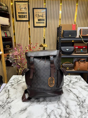 Coac  h Rivington Backpack Colorblock Signature Canvas Premium Quality (Brown)
