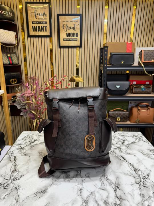 Coac  h Rivington Backpack Colorblock Signature Canvas Premium Quality (Brown)