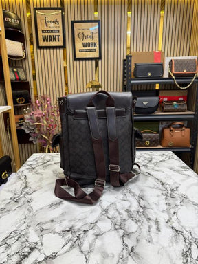 Coac  h Rivington Backpack Colorblock Signature Canvas Premium Quality (Brown)