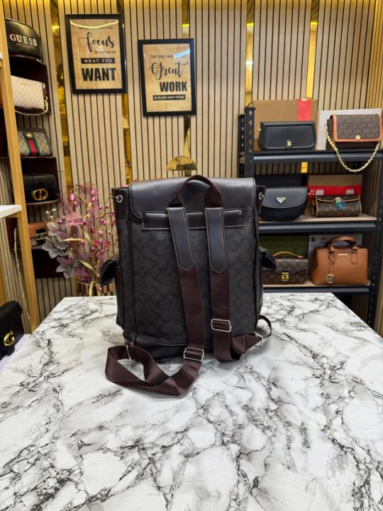 Coac  h Rivington Backpack Colorblock Signature Canvas Premium Quality (Brown)