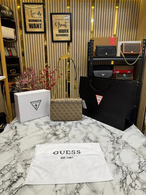 GUESS G JAMES LOGO SHOULDER BAG WITH OG BOX AND DUST BAG PREMIUM QUALITY (KHAKI)