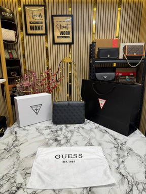 GUESS G JAMES LOGO SHOULDER BAG WITH OG BOX AND DUST BAG PREMIUM QUALITY (BLACK)