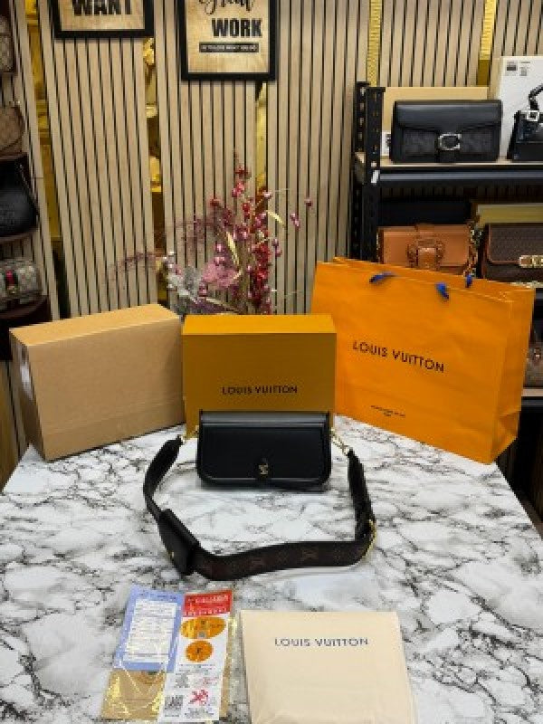 LOUIS  VUITTON OFFICIER POUCH SLING BAG WITH OG DUST BAG & DOUBLE BOX INCLUDING CARRY BAG PREMIUM QUALITY [ BLACK]