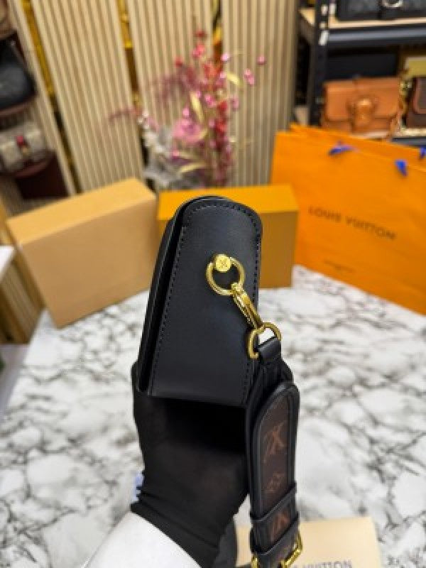 LOUIS  VUITTON OFFICIER POUCH SLING BAG WITH OG DUST BAG & DOUBLE BOX INCLUDING CARRY BAG PREMIUM QUALITY [ BLACK]