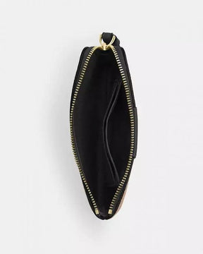 Coach  Corner  Zip  Wristlet  In  Signature  Canvas  With  Black  Stripe  With  OG  Box  &  Dust  Bag  105