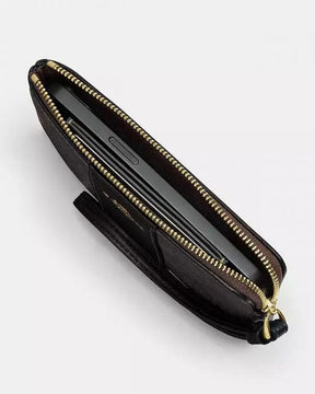 Coach  Corner  Zip  Wristlet  In  Signature  Canvas  With  Black  Stripe  With  OG  Box  &  Dust  Bag  105