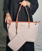 Michael  Kors  Tote  Bag  Mk  With  Pouch  With  Dust  Bag  (19016 Beige Brown)