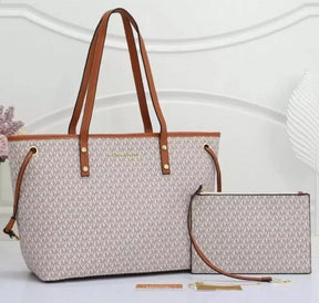 Michael  Kors  Tote  Bag  Mk  With  Pouch  With  Dust  Bag  (19016 Beige Brown)
