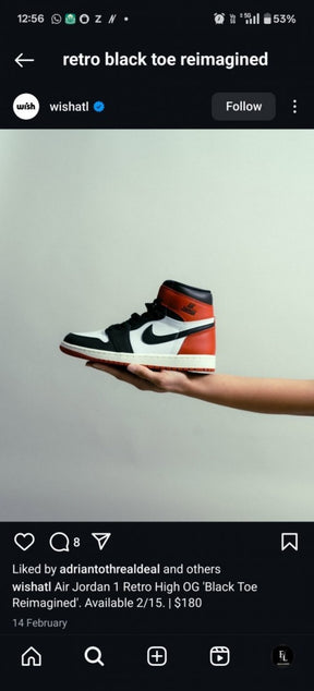 Nikee Air Jordan 1 High Black Toe Reimagined