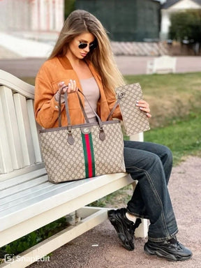 Gucci  Ophidia  tote  bag  with  pouch  &dust  cover(867 brown)