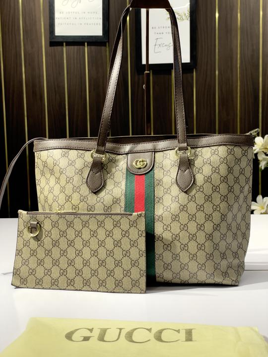 Gucci  Ophidia  tote  bag  with  pouch  &dust  cover(867 brown)