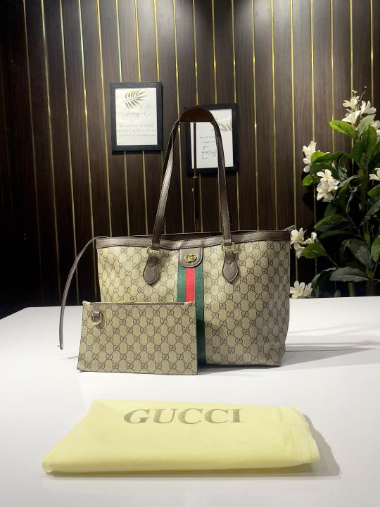 Gucci  Ophidia  tote  bag  with  pouch  &dust  cover(867 brown)