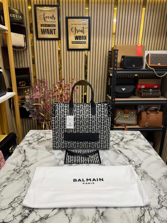 Balmai  n Paris Monogram Premium Quality Tote Bag With Dust Bag (Black)