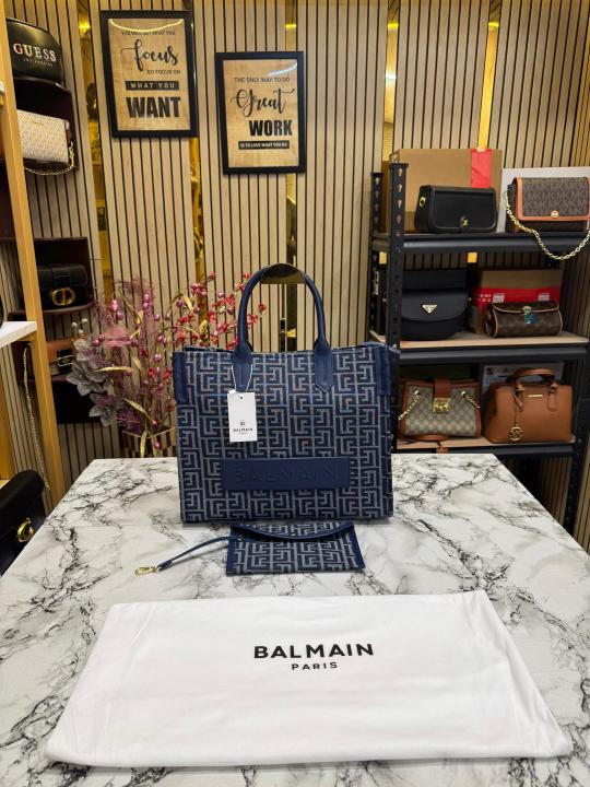 Balmai  n Paris Monogram Premium Quality Tote Bag With Dust Bag (Blue)