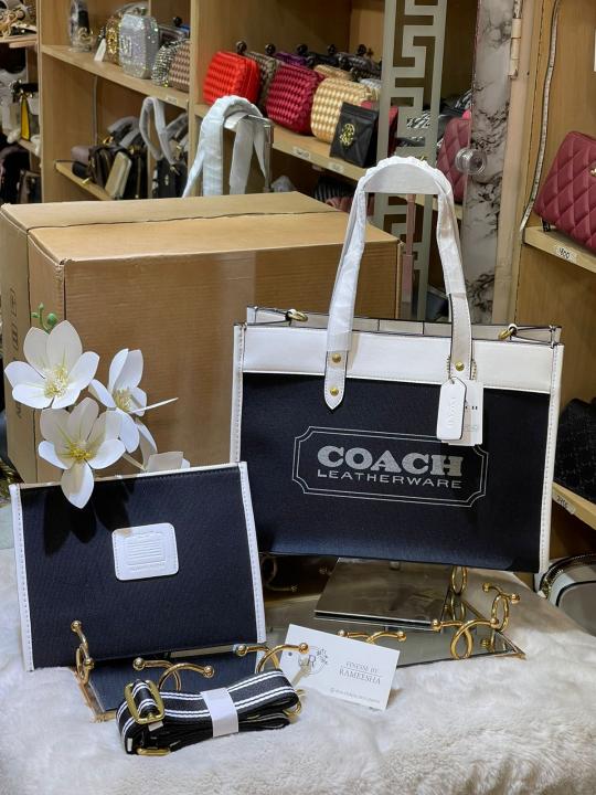 Coach  Field  Tote  30  Authenic  Black  Canvas  With  Pouch  OG  Box  &  Dust  Bag  6739  Black