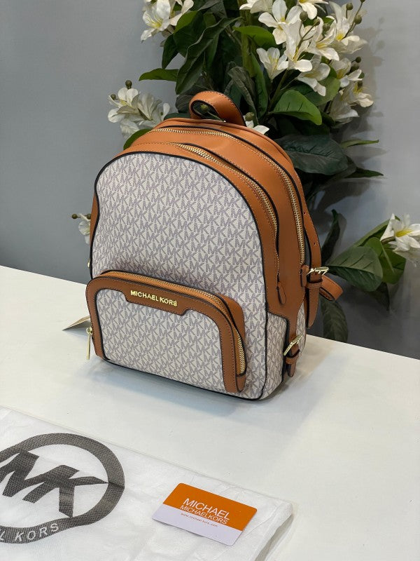 Michael  kors  double  zipper  backpack  with  dust  bag(22M07 biege brown)