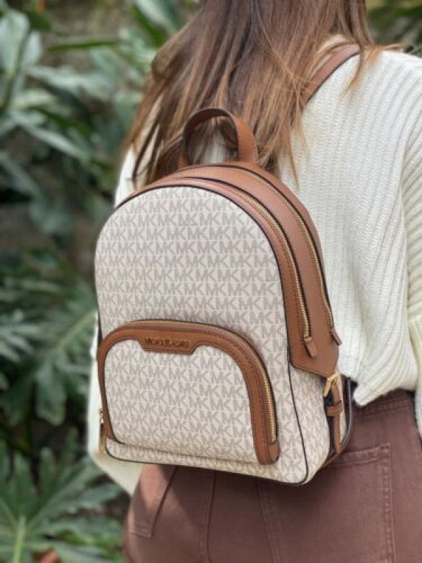 Michael  kors  double  zipper  backpack  with  dust  bag(22M07 biege brown)