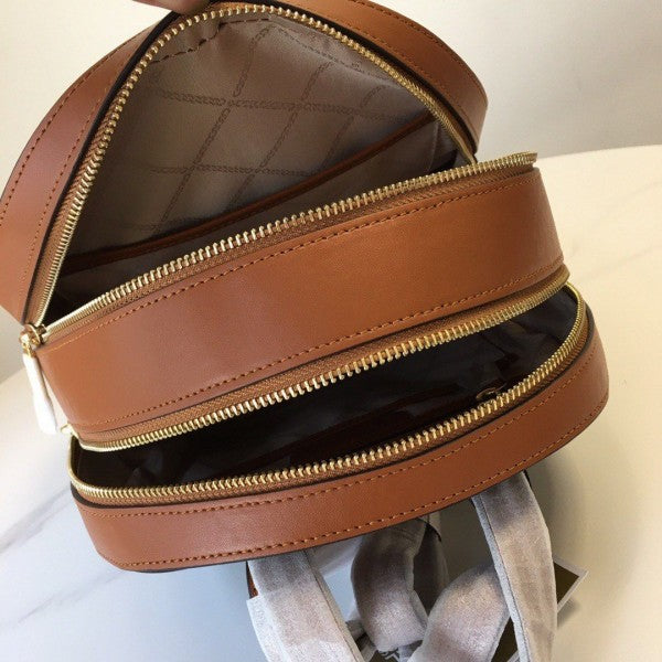 Michael  kors  double  zipper  backpack  with  dust  bag(22M07 biege brown)