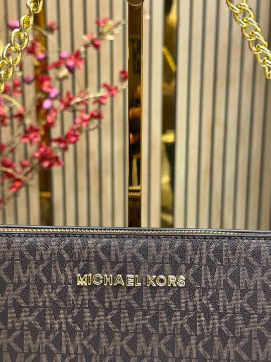 Michael  Kors Signature Pvc Shoulder Bag With Box And Dust Bag Including Carry Bag (Brown)