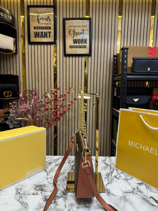 Michael  Kors Signature Pvc Shoulder Bag With Box And Dust Bag Including Carry Bag (Brown)