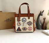 Coach  luxury    rainbow  field  small tote bag  with  og  double box
