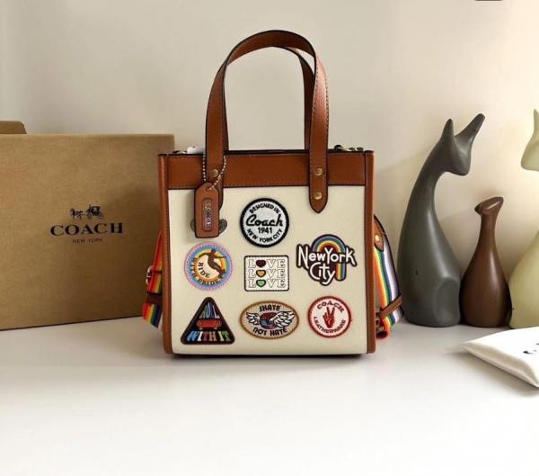Coach  luxury    rainbow  field  small tote bag  with  og  double box