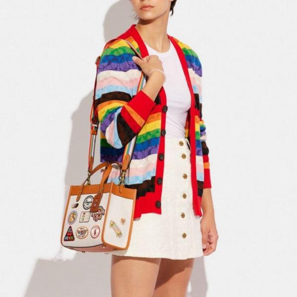 Coach  luxury    rainbow  field  small tote bag  with  og  double box