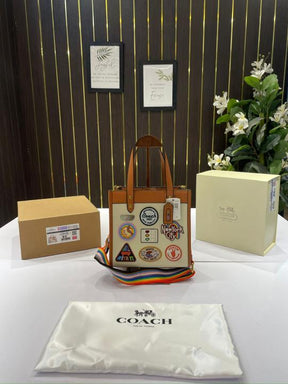 Coach  luxury    rainbow  field  small tote bag  with  og  double box