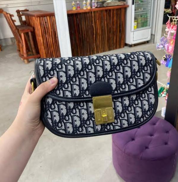 Christian  Dior  Oblique  Monogram  Bag  With  Bill  OG  Box  &  Dust  Bag  78806  Black