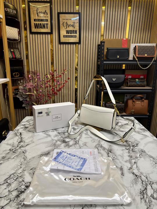 COAC  H TABBY SHOULDER BAG WITH OG BOX AND DUST BAG (White White)