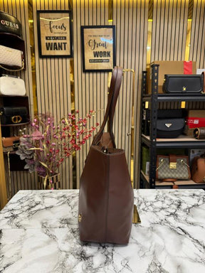 Coach  North  Leather  Tote  Bag  Premium  Quality  With  Dust  Bag  (Brown)
