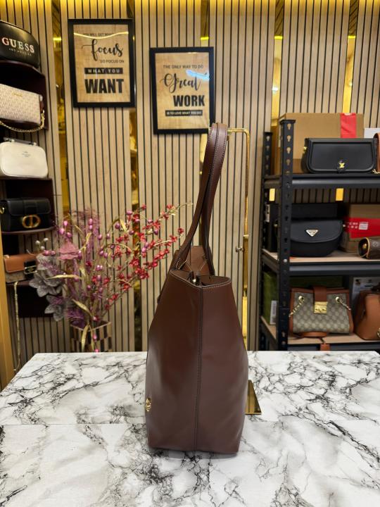 Coach  North  Leather  Tote  Bag  Premium  Quality  With  Dust  Bag  (Brown)