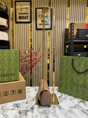 Gucc  i Gg Mini Marmont With Double Og Box And Dust Bag Including Carry Bag (Brown)