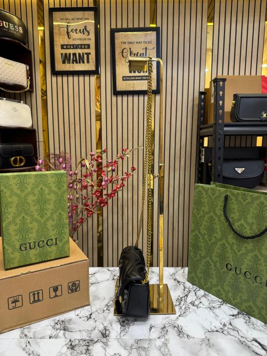 Gucc  i Gg Mini Marmont With Double Og Box And Dust Bag Including Carry Bag (Black)